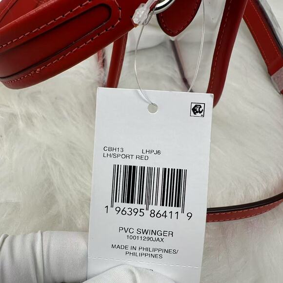 Coach Stadium Swinger Crossbody Bag In Clear PVC with Dust Bag CBH13 Red NWT - Picture 6 of 11